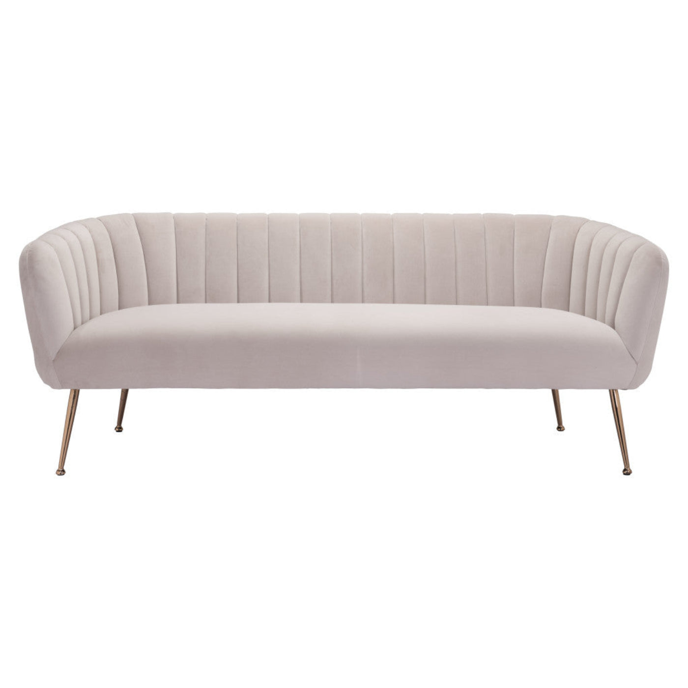 Modway Furniture 70" Beige Velvet Sofa with Stylish Gold Legs - Elegant Comfort for Modern Living Rooms and Decor - 385936-HOMEROOTS