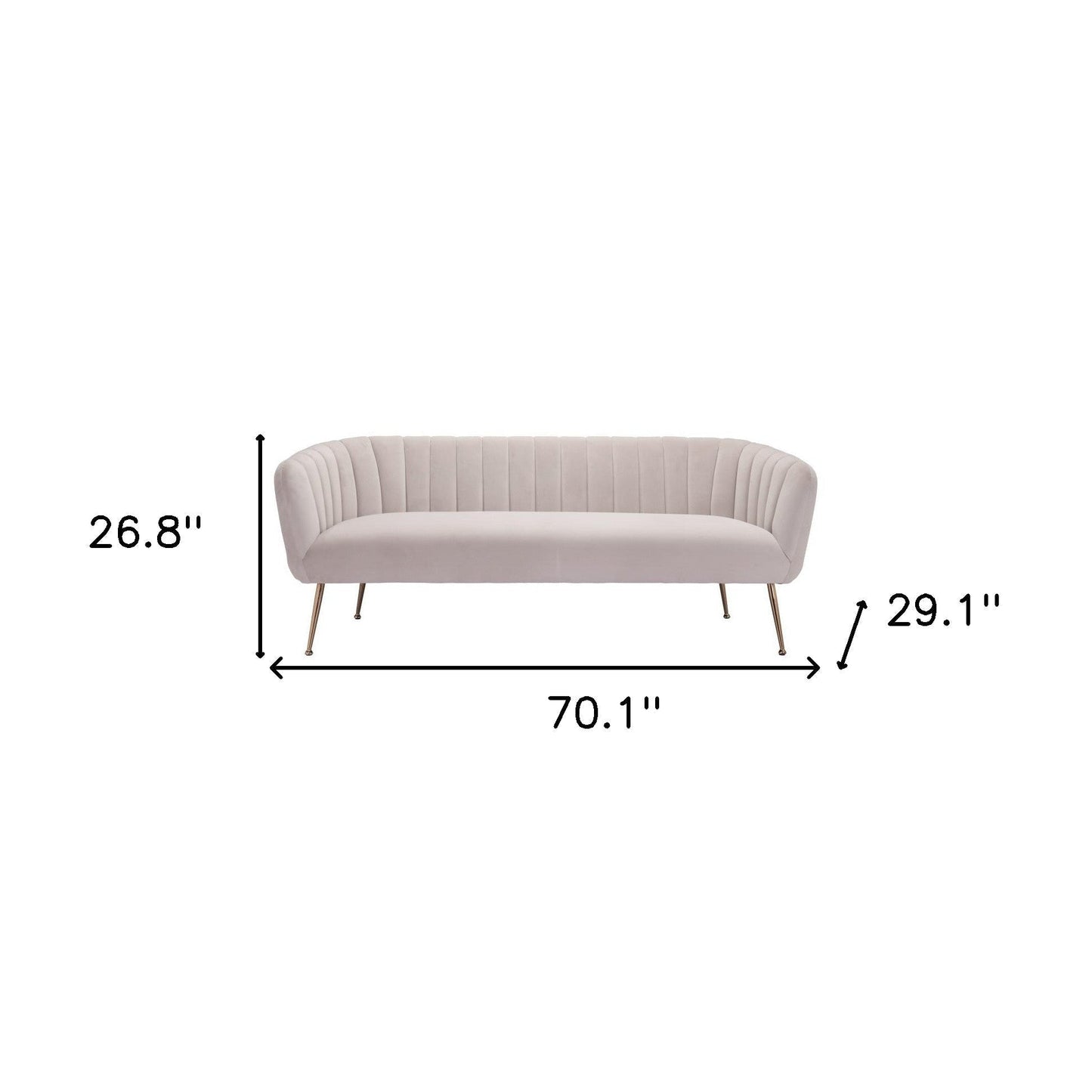 Modway Furniture 70" Beige Velvet Sofa with Stylish Gold Legs - Elegant Comfort for Modern Living Rooms and Decor - 385936-HOMEROOTS
