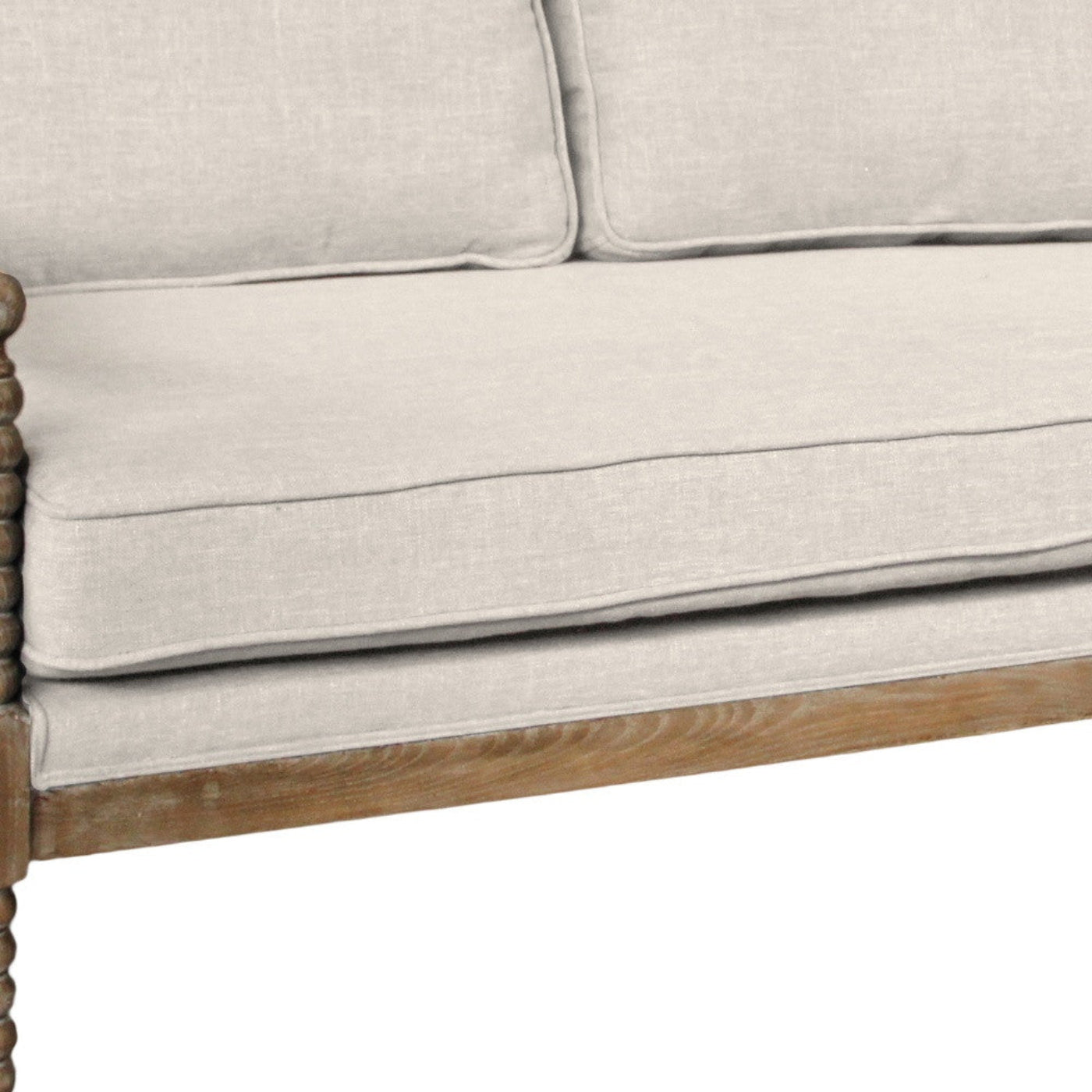 Modway Furniture 75" Ivory Linen Blend Sofa - Stylish Comfort with Brown Legs for Modern Living Room Elegance - 489535-HOMEROOTS