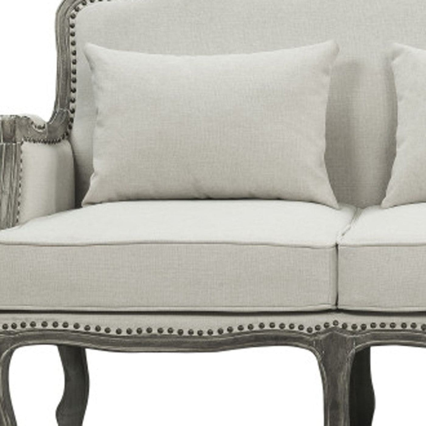 Modway Furniture 76" Cream Linen Sofa with Elegant Brown Legs, Nailhead Trim & Comfortable Support for Your Home - 491352-HOMEROOTS