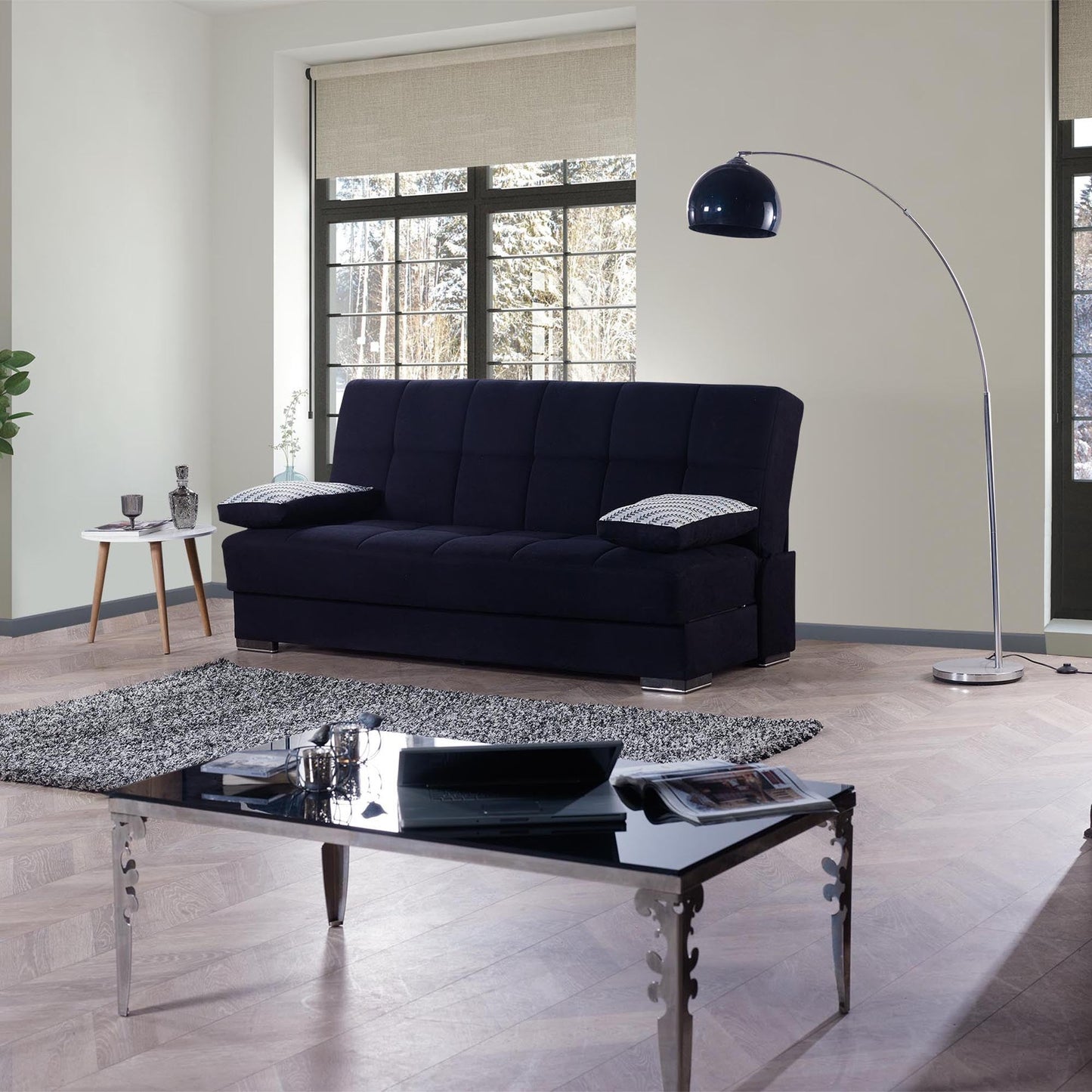 Modway Furniture 75" Chenille Sleeper Sofa with Armless Design, Toss Pillows & Stylish Brown Legs for Modern Living - 518146-HOMEROOTS