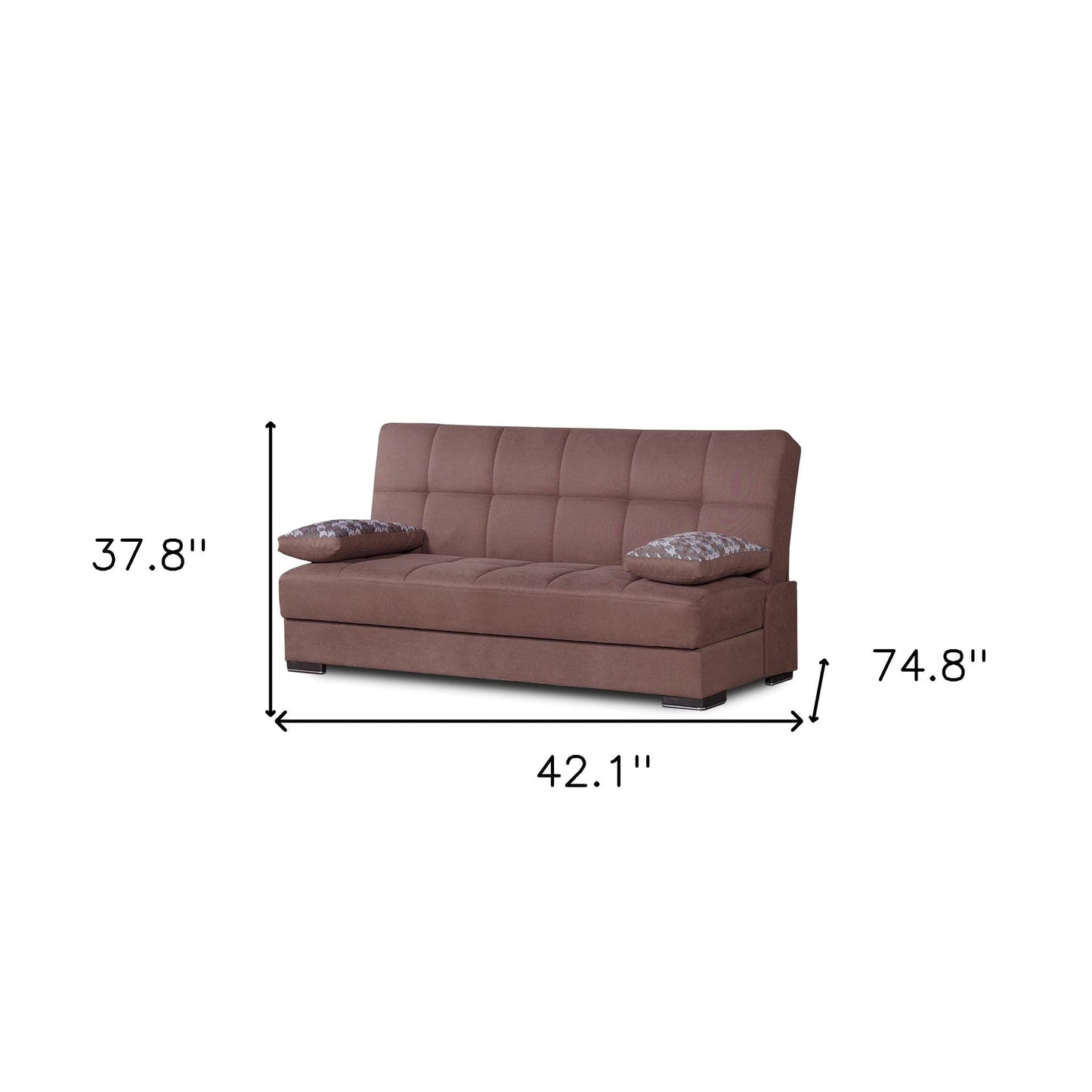 Modway Furniture 75" Brown Chenille Sleeper Sofa with Toss Pillows - Soft, Stylish, and Perfect for Modern Living Rooms - 518150-HOMEROOTS