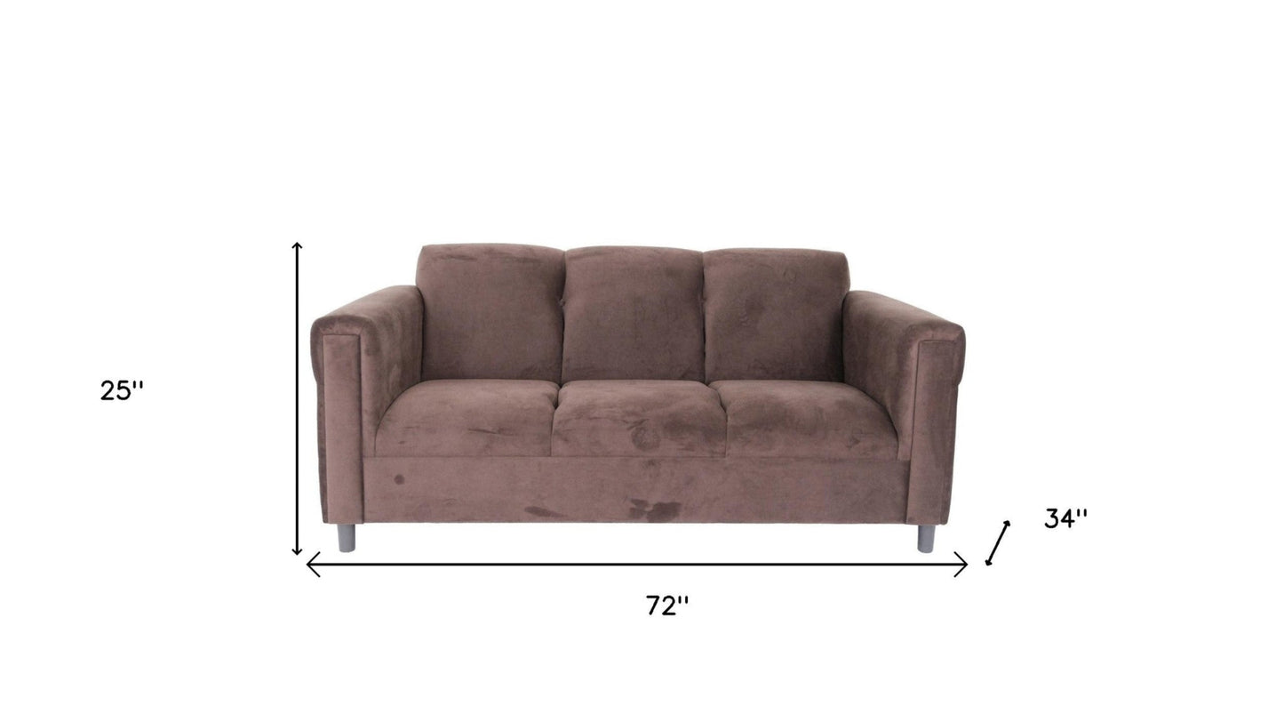 Modway Furniture 72" Luxurious Dark Brown Suede Sofa with Black Legs - Stylish Comfort & Contemporary Design for Any Room - 530480-HOMEROOTS
