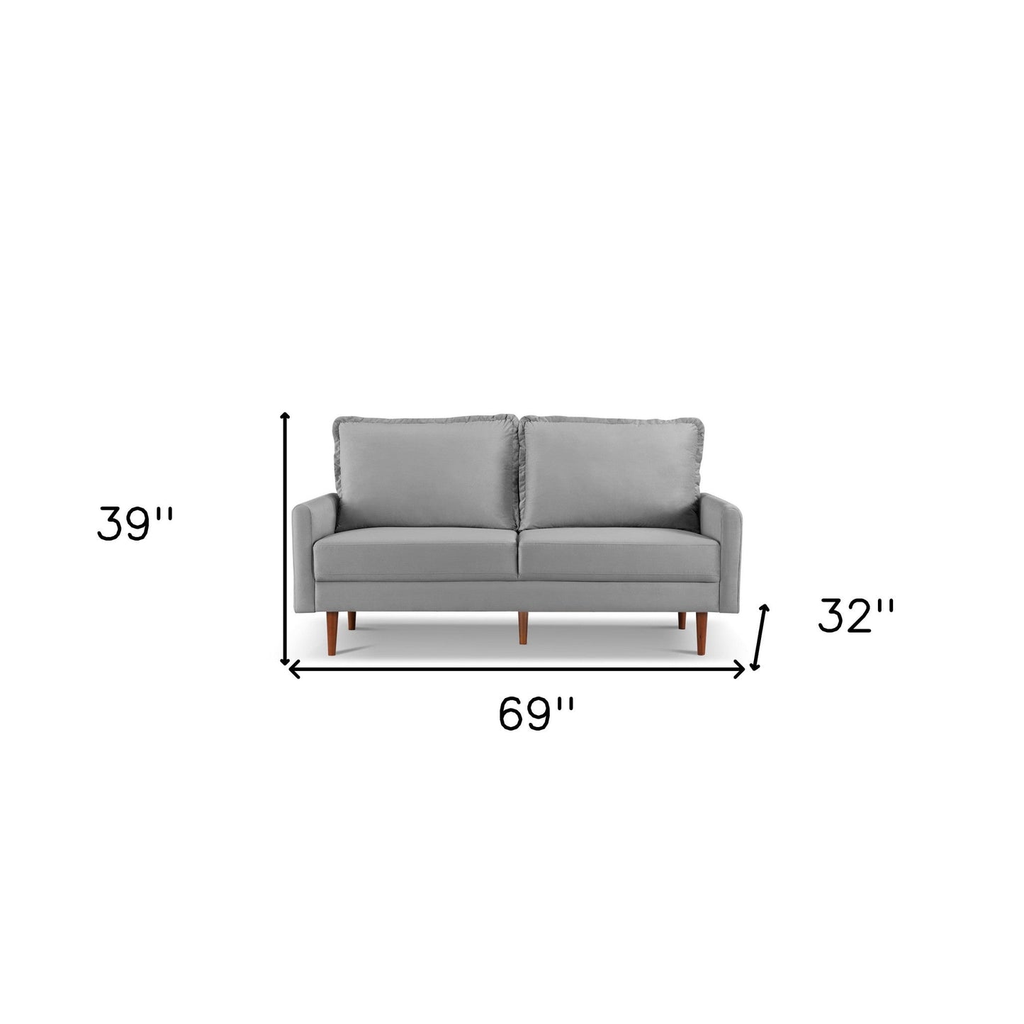 Modway Furniture 69" Gray Velvet Sofa with Dark Brown Legs - Luxurious Comfort & Contemporary Design for Your Space - 543723-HOMEROOTS