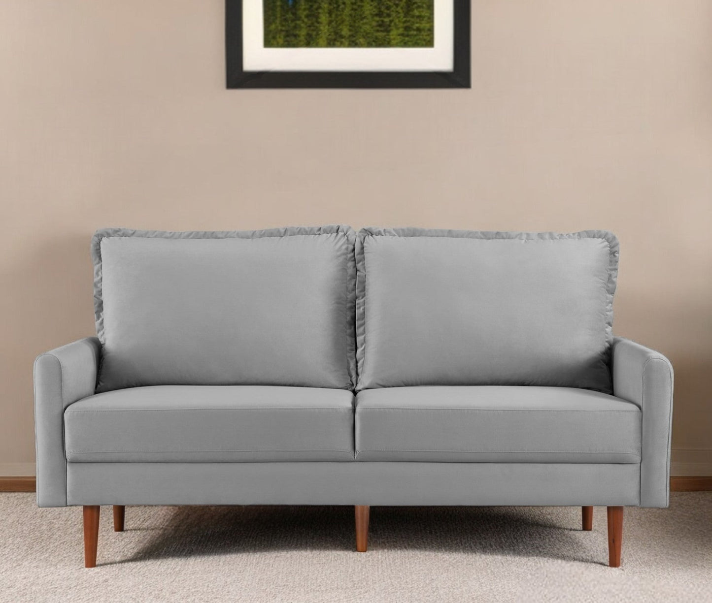 Modway Furniture 69" Gray Velvet Sofa with Dark Brown Legs - Luxurious Comfort & Contemporary Design for Your Space - 543723-HOMEROOTS