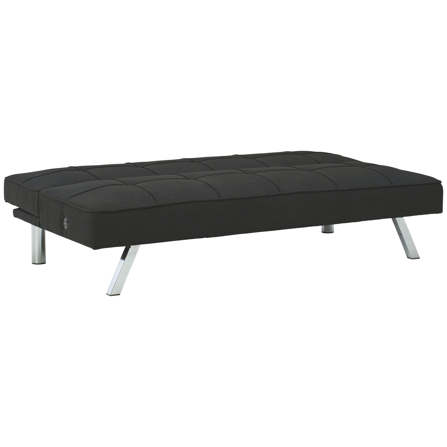 Modway Furniture 66 Inch Modern Convertible Armless Sofa, Square Tufting, Black Fabric - BM226468-BENZARA