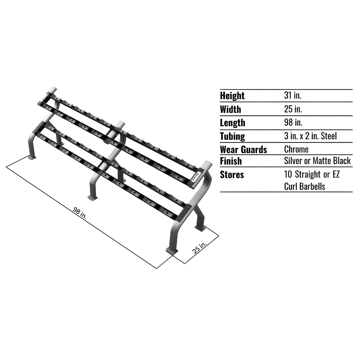 TROY 10-Pair Dumbbell Saddle Rack - DR-10