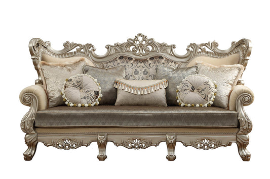 Modway Furniture 41" Luxurious Champagne Cotton Blend Curved Floral Sofa with Elegant Toss Pillows for Home Décor - 348222-HOMEROOTS