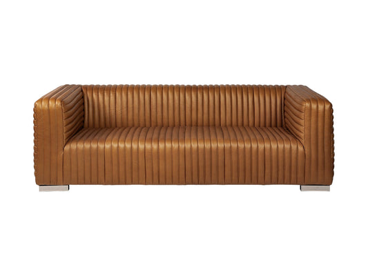 Modway Furniture 39" Gold Leather Sofa - Luxurious Comfort with Silver Metallic Legs for Modern Elegance & Style - 380388-HOMEROOTS
