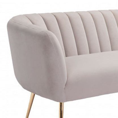 Modway Furniture 70" Beige Velvet Sofa with Stylish Gold Legs - Elegant Comfort for Modern Living Rooms and Decor - 385936-HOMEROOTS