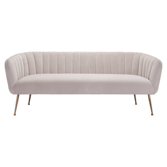 Modway Furniture 70" Beige Velvet Sofa with Stylish Gold Legs - Elegant Comfort for Modern Living Rooms and Decor - 385936-HOMEROOTS