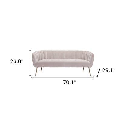 Modway Furniture 70" Beige Velvet Sofa with Stylish Gold Legs - Elegant Comfort for Modern Living Rooms and Decor - 385936-HOMEROOTS