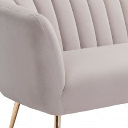 Modway Furniture 70" Beige Velvet Sofa with Stylish Gold Legs - Elegant Comfort for Modern Living Rooms and Decor - 385936-HOMEROOTS