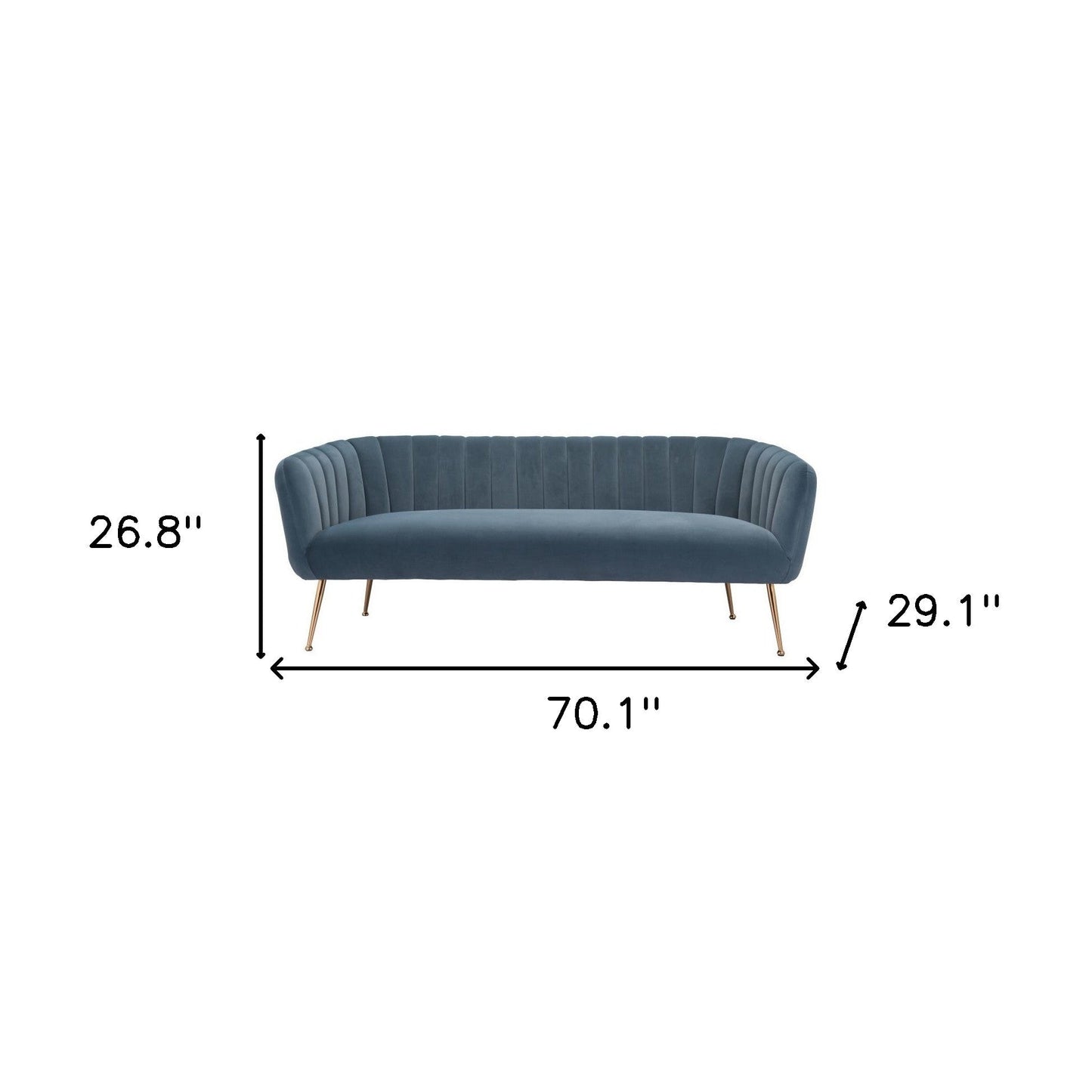 Modway Furniture 70" Gray Velvet Sofa with Luxurious Gold Legs – Stylish, Comfortable, and Perfect for Any Space! - 385937-HOMEROOTS