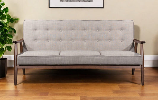 Modway Furniture 69" Beige Polyester Sofa with Stylish Brown Legs - Contemporary Comfort for Any Living Space - 396458-HOMEROOTS