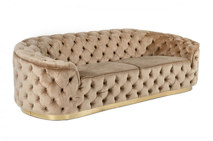 Modway Furniture 102" Beige Velvet Sofa with Gold Legs - Luxurious Comfort, Stylish Design, and Durable Support - 480904-HOMEROOTS