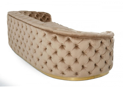 Modway Furniture 102" Beige Velvet Sofa with Gold Legs - Luxurious Comfort, Stylish Design, and Durable Support - 480904-HOMEROOTS