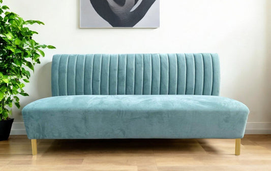Modway Furniture 71" Light Gray Velvet Sofa with Gold Legs - Modern Armless Design, Soft Comfort, Stylish Accent Piece - 480924-HOMEROOTS