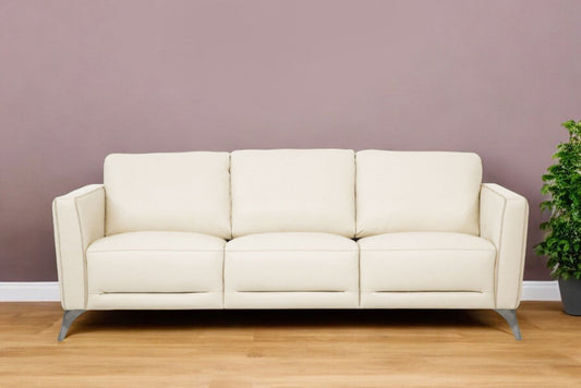 Modway Furniture 83" Cream Leather Sofa with Chic Black Legs – Luxurious Comfort & Elegant Design for Your Home! - 491286-HOMEROOTS