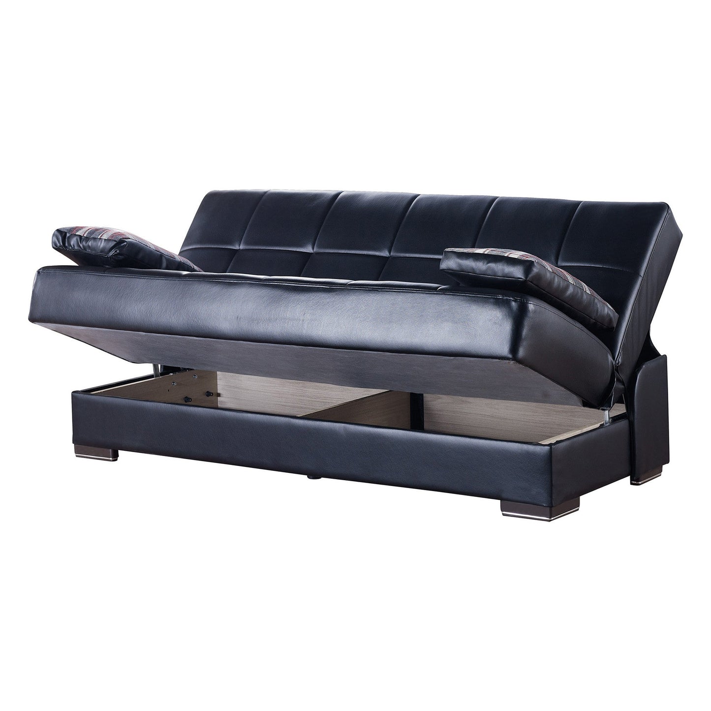 Modway Furniture 75" Dark Brown Faux Leather Sleeper Sofa with Toss Pillows for Modern Living Room Style - 518147-HOMEROOTS