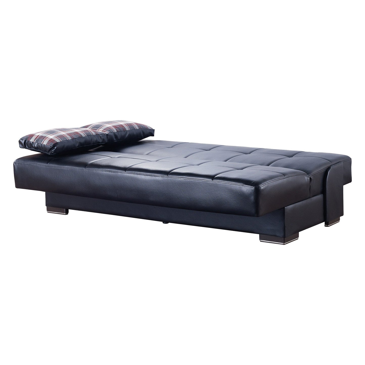 Modway Furniture 75" Dark Brown Faux Leather Sleeper Sofa with Toss Pillows for Modern Living Room Style - 518147-HOMEROOTS