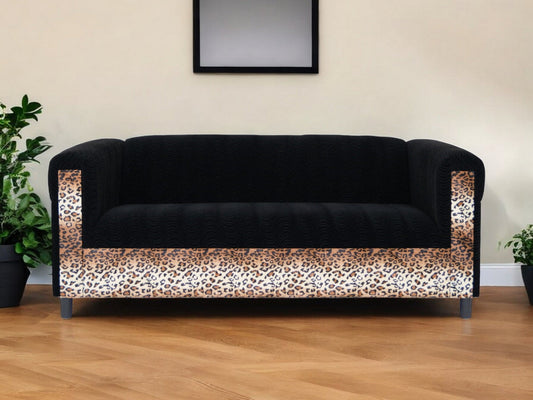 Modway Furniture 72" Black Velvet Sofa - Stylish Comfort with Resilient Fabric, Square Arms, and Contemporary Design - 530464-HOMEROOTS