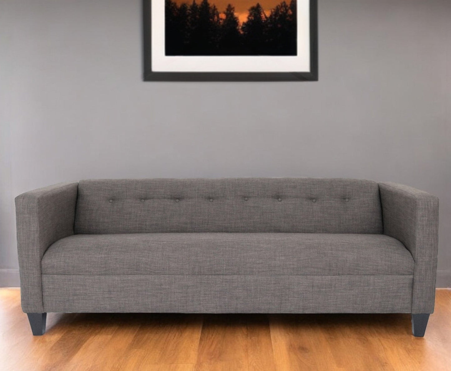 Modway Furniture 80" Charcoal Polyester Sofa with Sleek Black Legs - Luxurious Comfort & Contemporary Design Upgrade - 530467-HOMEROOTS