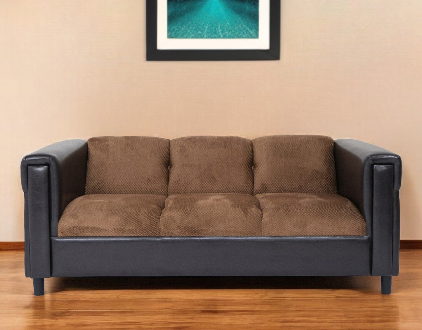 Modway Furniture 72" Brown Chenille Sofa with Black Legs - Stylish Comfort, Soft Touch, and Contemporary Design for Your Home - 530479-HOMEROOTS