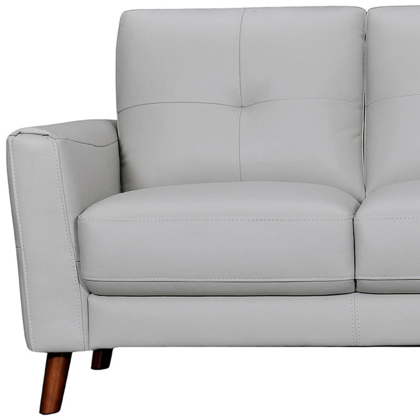 Modway Furniture 82" Luxurious Light Slate Gray Leather Sofa with Elegant Brown Legs – Stylish Comfort & Support - 546415-HOMEROOTS