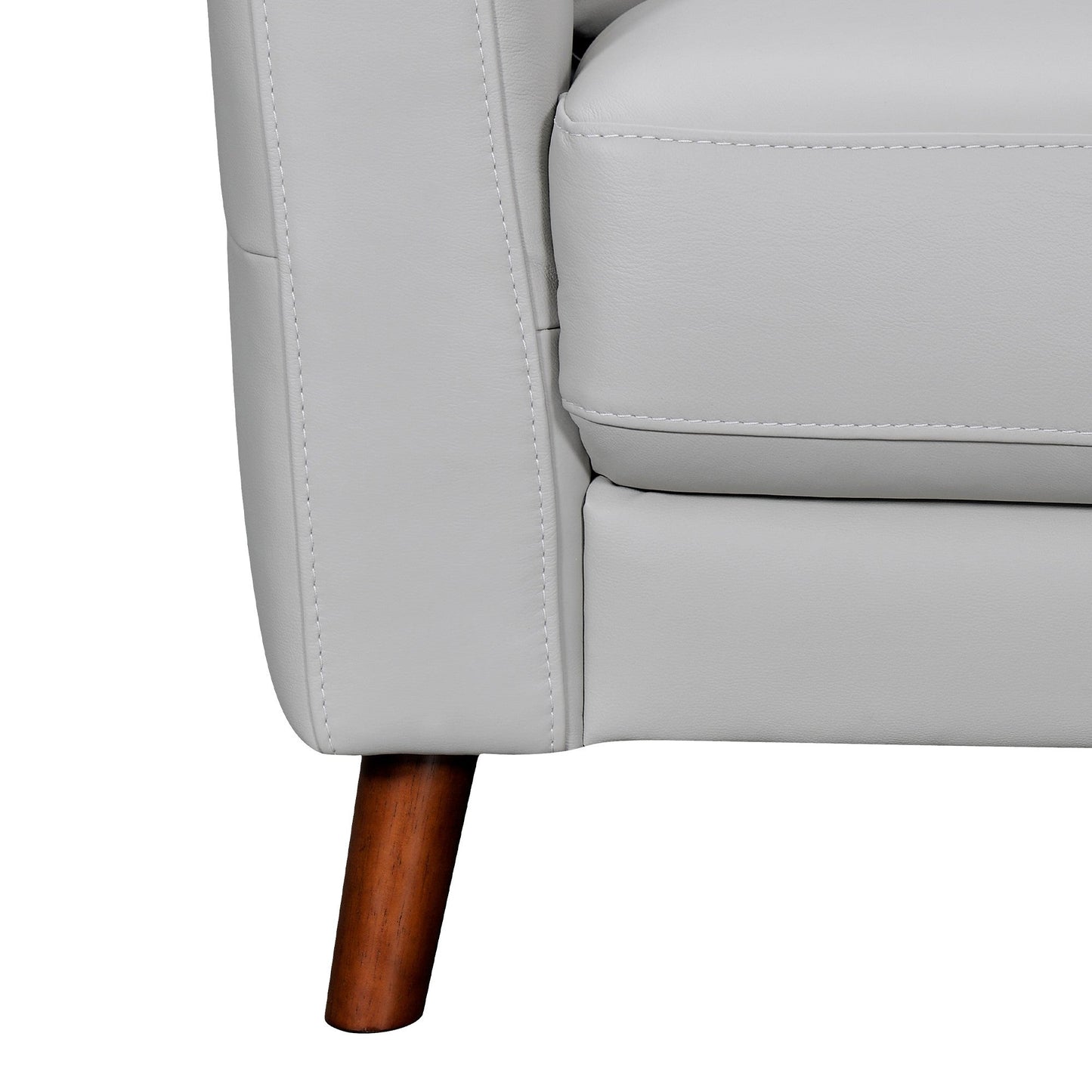 Modway Furniture 82" Luxurious Light Slate Gray Leather Sofa with Elegant Brown Legs – Stylish Comfort & Support - 546415-HOMEROOTS