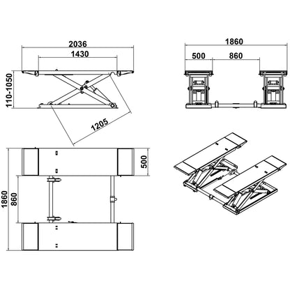 Katool Mid Rise Scissor Lift - KT-X80-PNEUMATIC