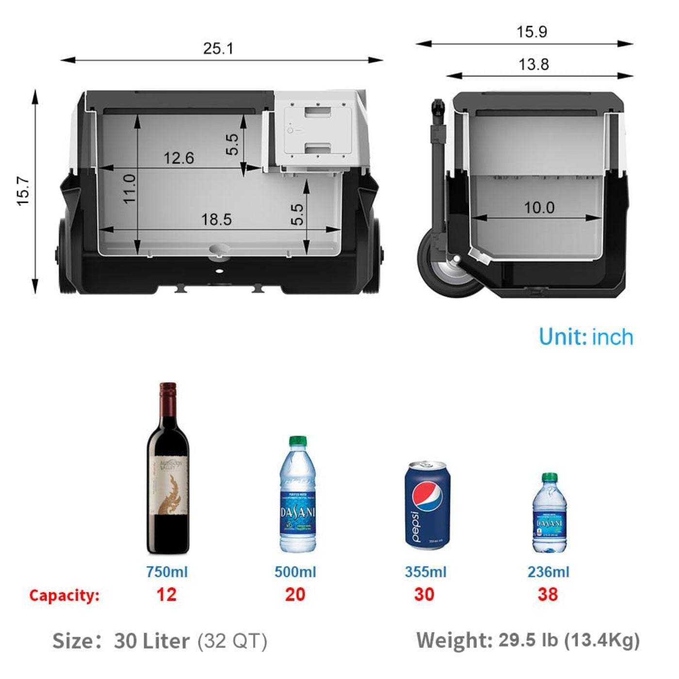 ACOPOWER LionCooler X30A Combo, 32 Quarts Solar Freezer & Extra 173Wh Battery (2 Batteries) - HY-COMBO-X30A+X200A