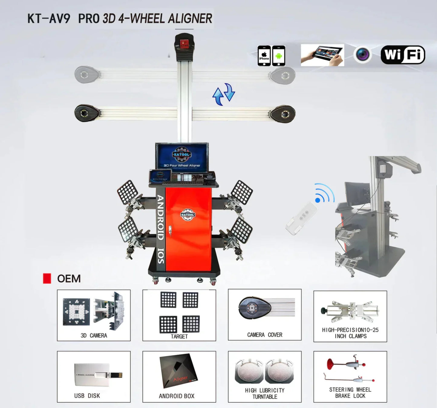 Katool Wheel Alignment Machine Full-Automatic Works on 2 Post &amp; Scissor Lift - KT-AV9