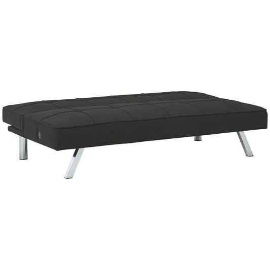 Modway Furniture 66 Inch Modern Convertible Armless Sofa, Square Tufting, Black Fabric - BM226468-BENZARA