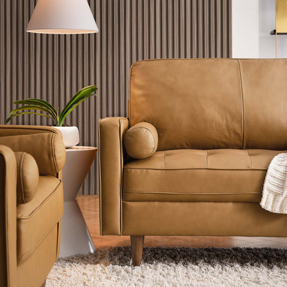 Modway Furniture Valour 88" Leather Sofa - Mid-Century Modern Design with Comfortable Tufted Style and Easy Assembly