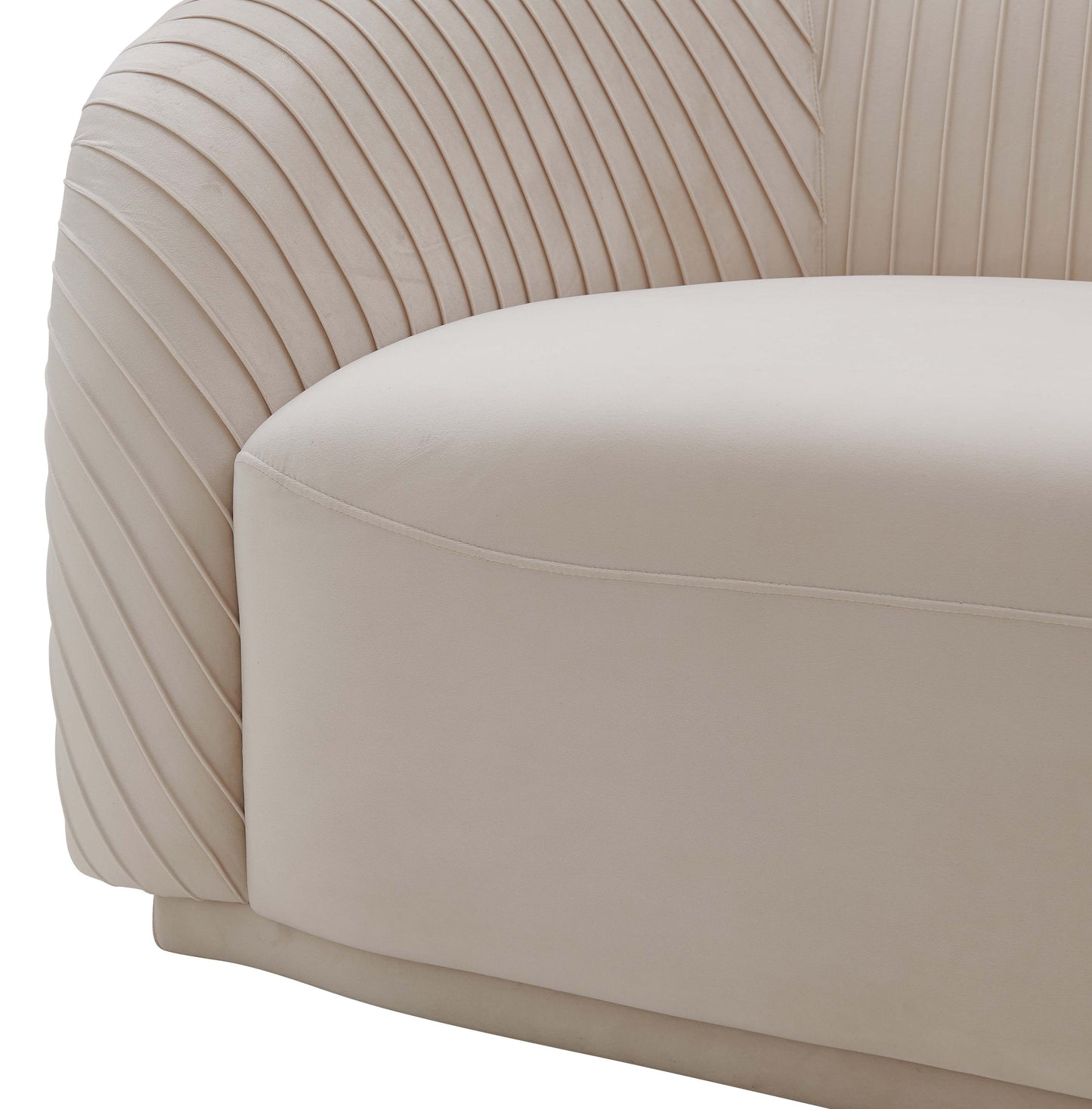 Modway Furniture Yara Plush Velvet Sofa - Elegant Pleated Design with Rolled Arms for Stylish Comfort in Any Space